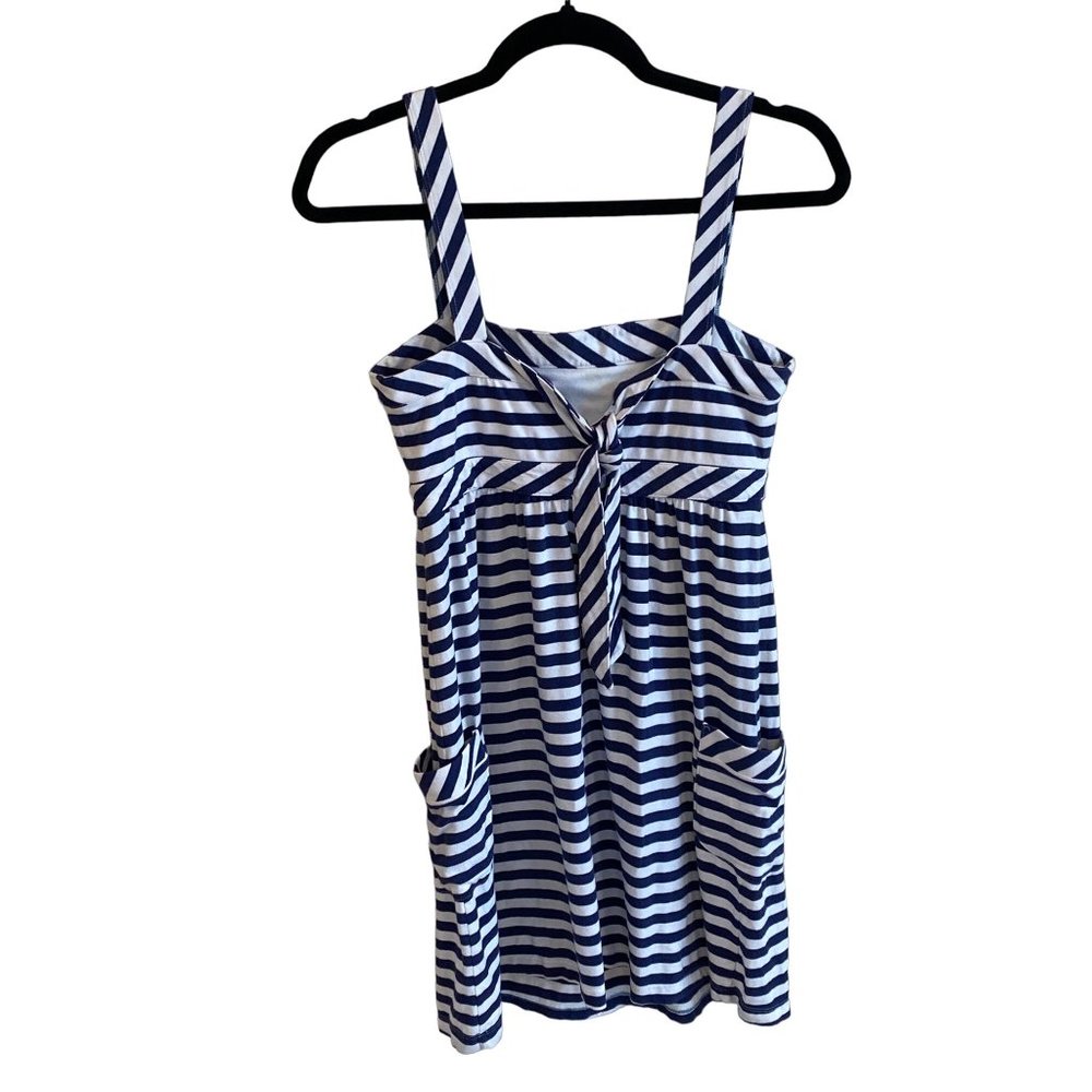 American Eagle Blue Striped Sun Dress Pockets Tie Back Small - Picture 4 of 14